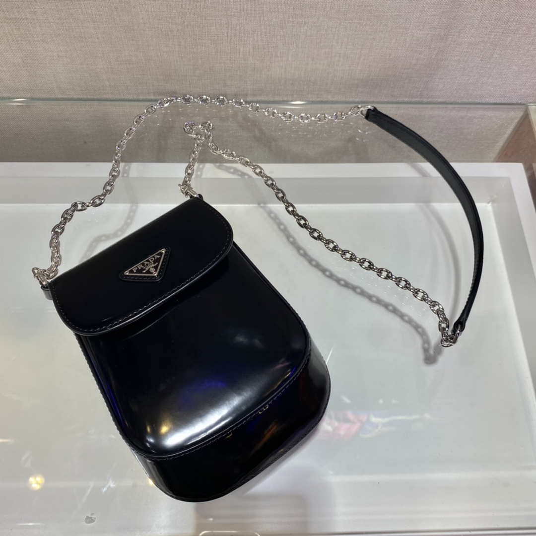 Prada 1BH185 Mini Cleo BRUSHED Leather Black