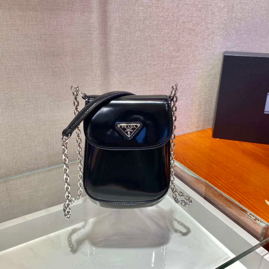 Prada 1BH185 Mini Cleo BRUSHED Leather Black
