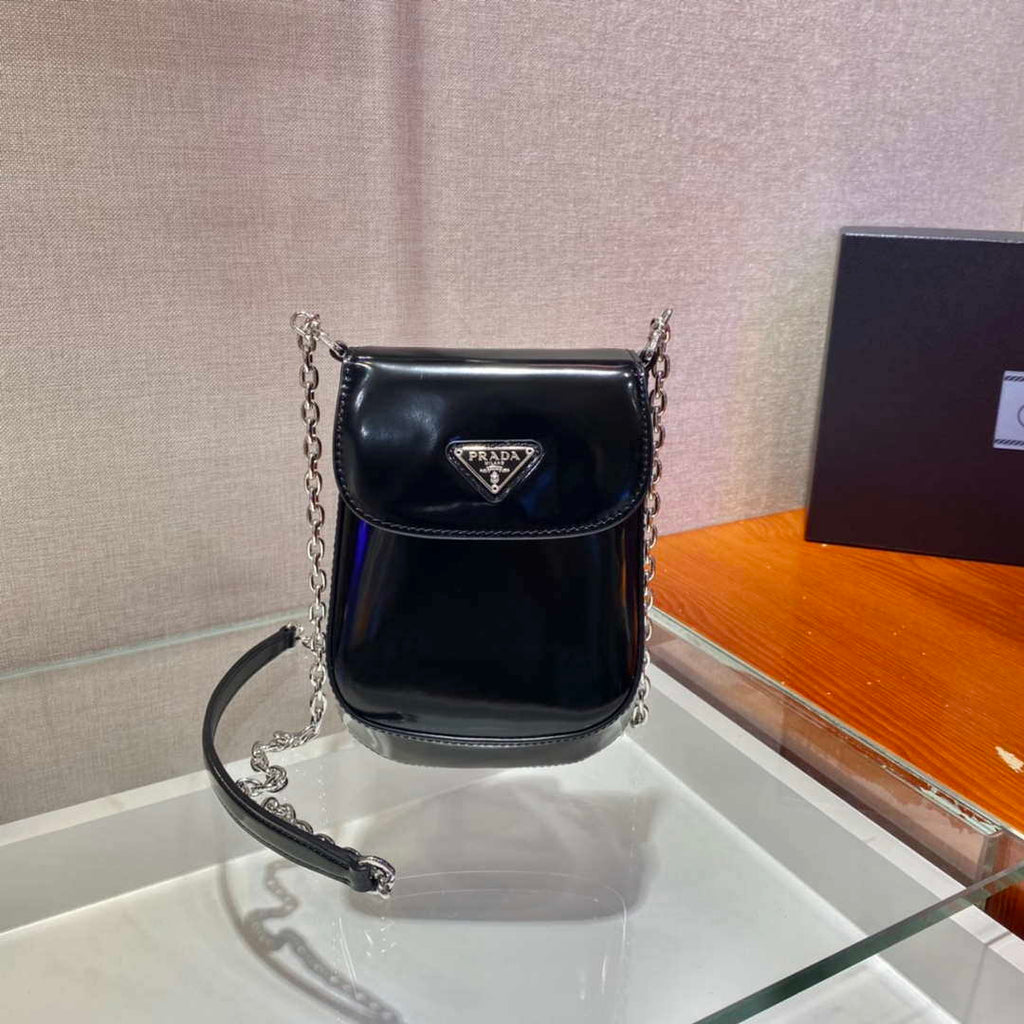 Prada 1BH185 Mini Cleo BRUSHED Leather Black