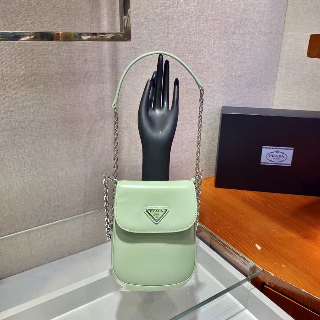 Prada 1BH185 Mini Cleo BRUSHED Leather Green - Default Title - View 1