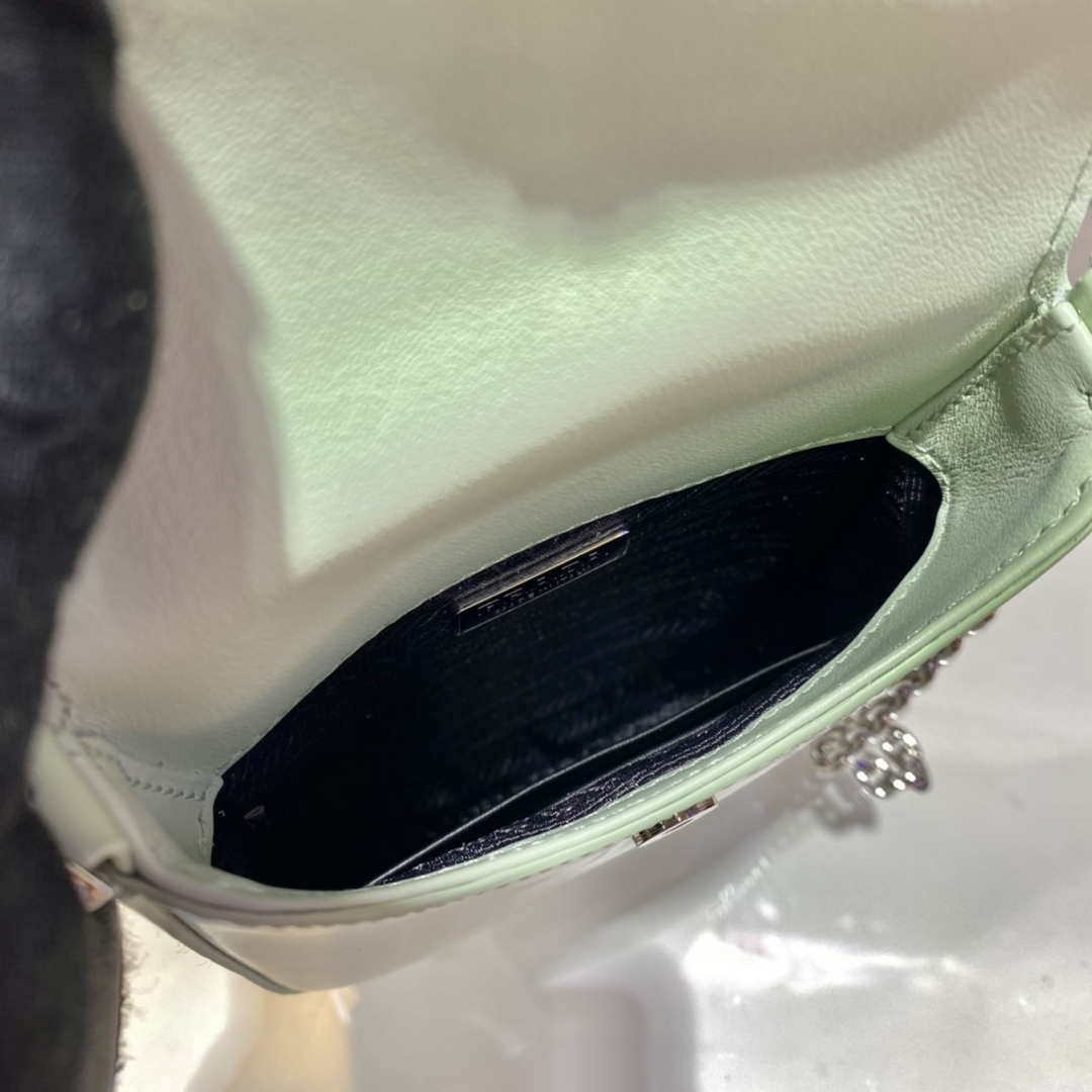 Prada 1BH185 Mini Cleo BRUSHED Leather Green