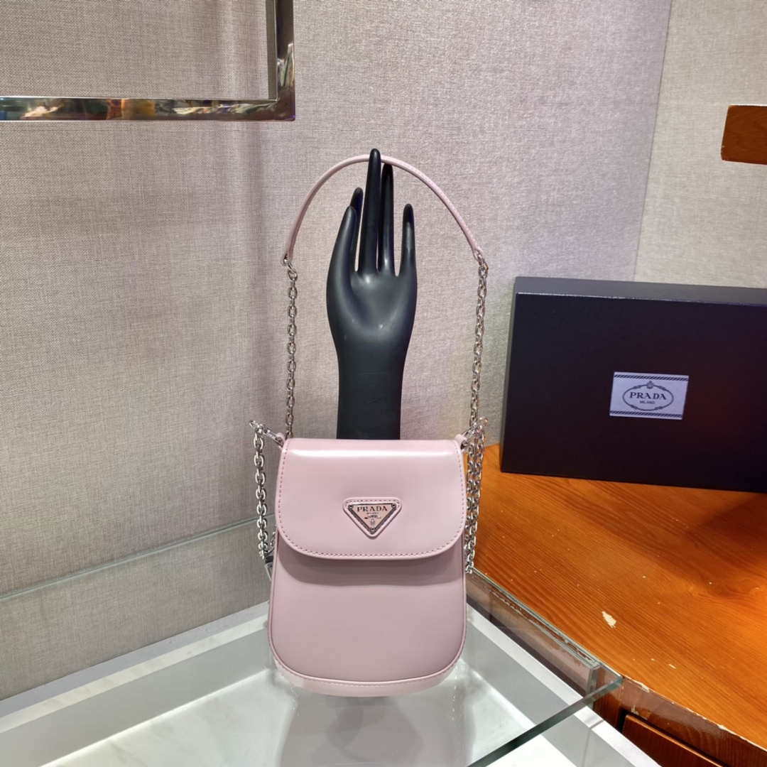 Prada 1BH185 Mini Cleo BRUSHED Leather Pink - Default Title - View 1