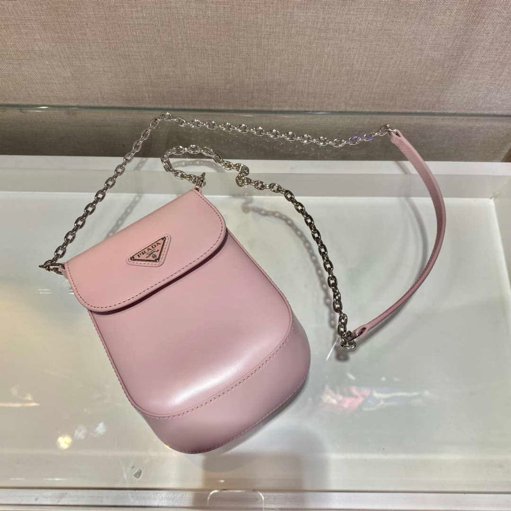 Prada 1BH185 Mini Cleo BRUSHED Leather Pink