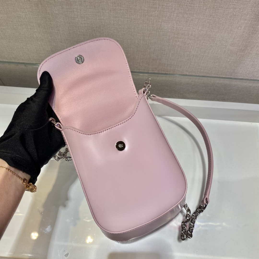 Prada 1BH185 Mini Cleo BRUSHED Leather Pink