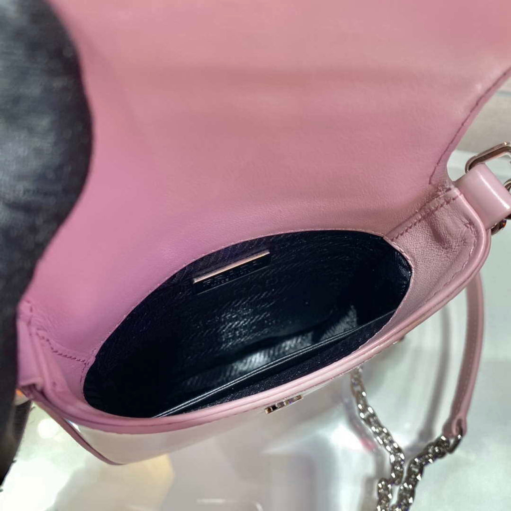 Prada 1BH185 Mini Cleo BRUSHED Leather Pink