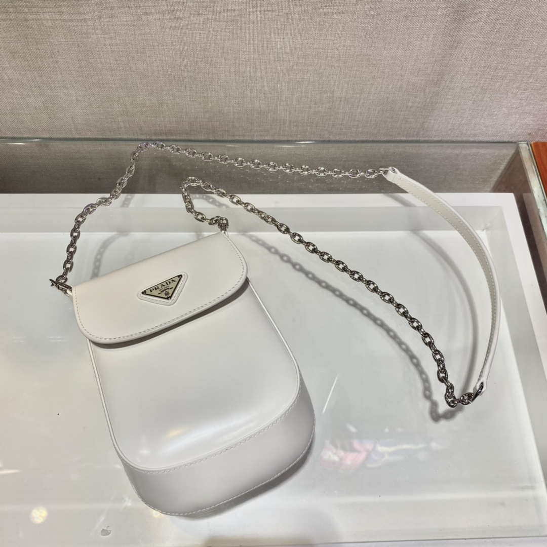 Prada 1BH185 Mini Cleo BRUSHED Leather White - Default Title - View 1