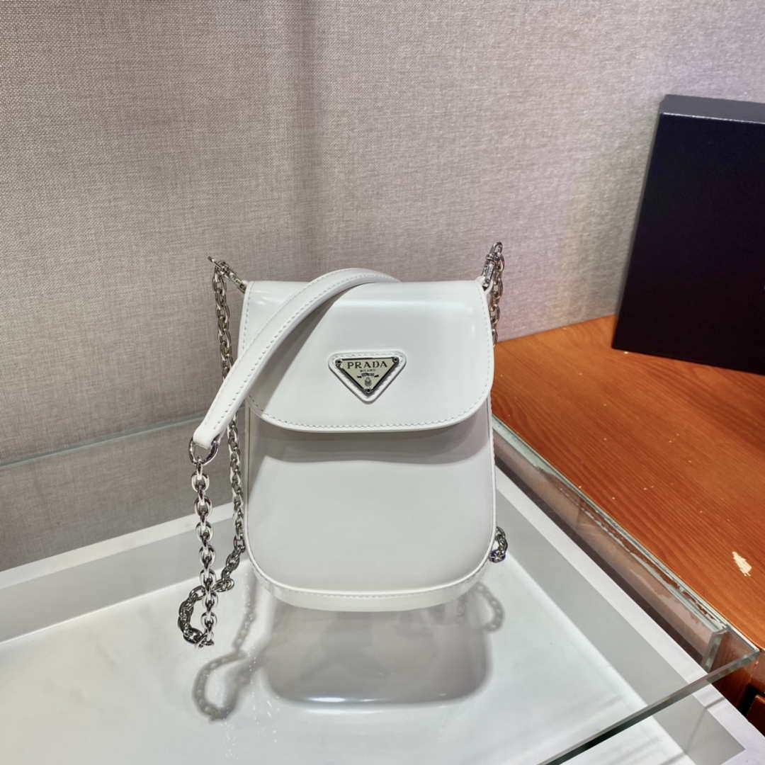 Prada 1BH185 Mini Cleo BRUSHED Leather White - Default Title - View 2