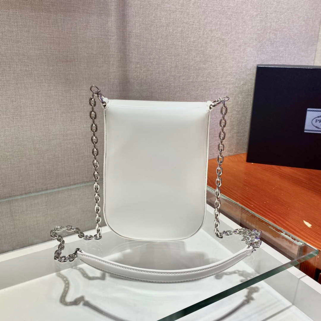 Prada 1BH185 Mini Cleo BRUSHED Leather White