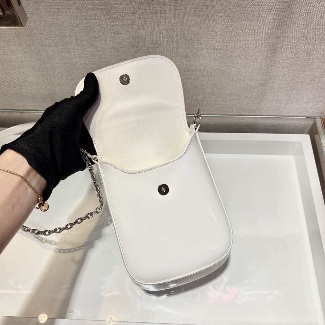 Prada 1BH185 Mini Cleo BRUSHED Leather White - Default Title - View 4