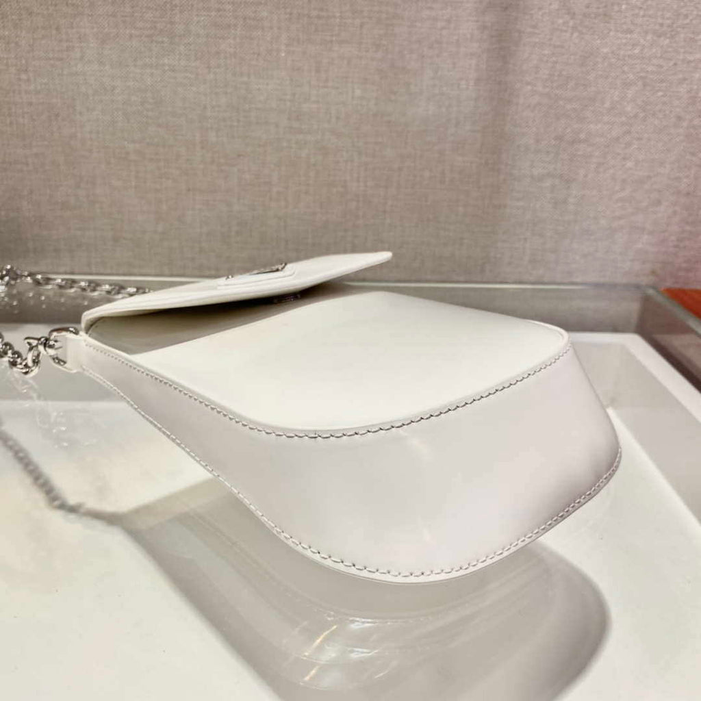 Prada 1BH185 Mini Cleo BRUSHED Leather White