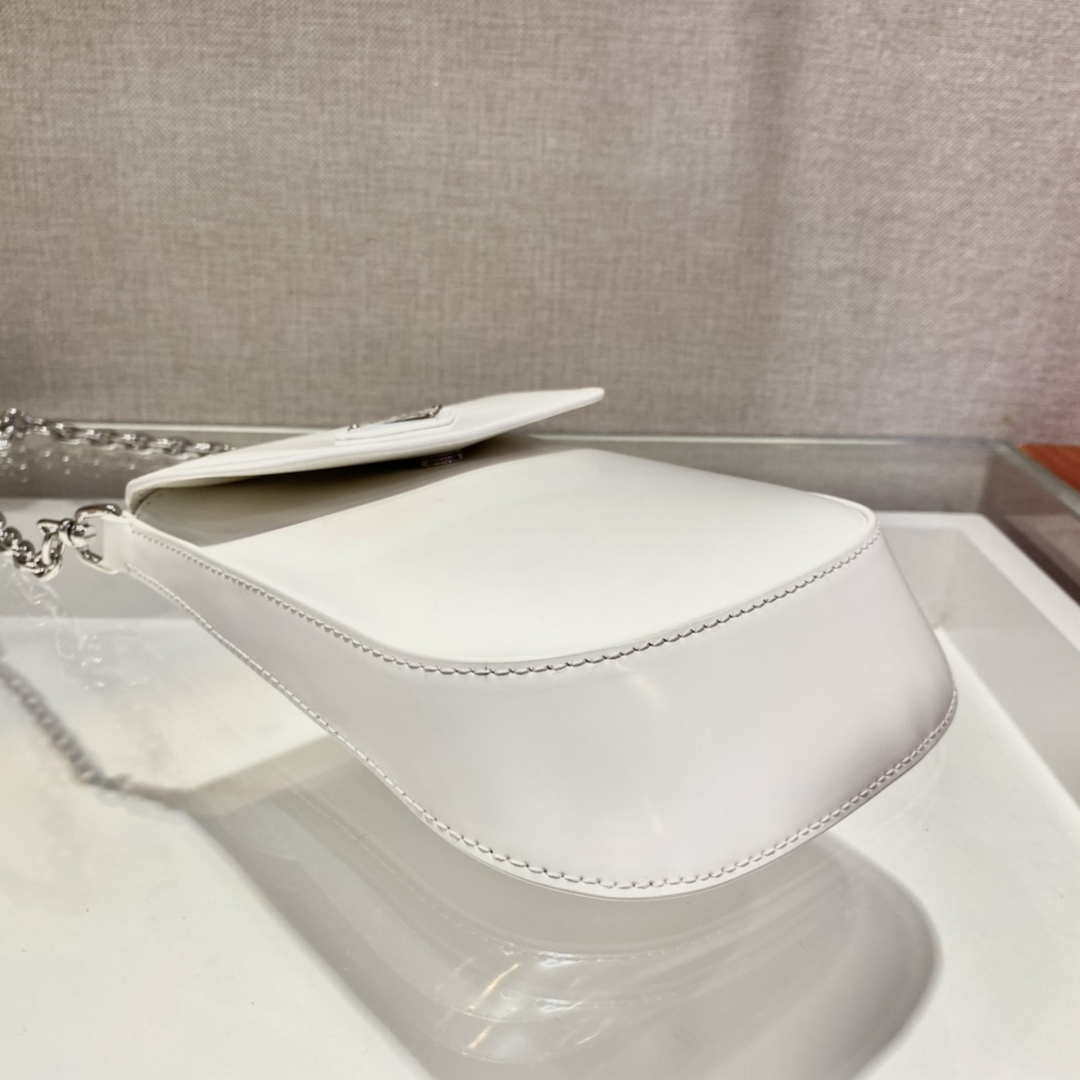 Prada 1BH185 Mini Cleo BRUSHED Leather White