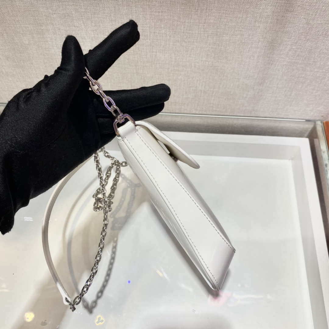 Prada 1BH185 Mini Cleo BRUSHED Leather White - Default Title - View 6