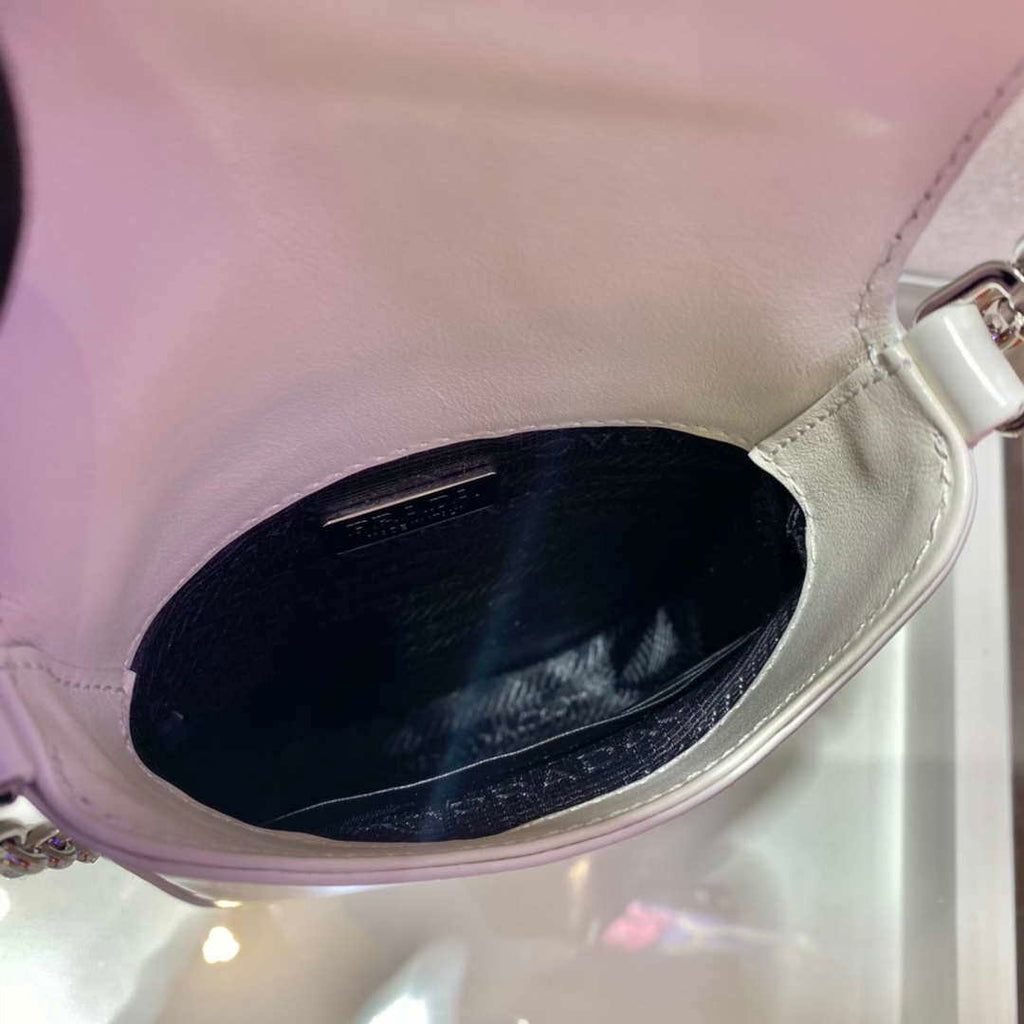 Prada 1BH185 Mini Cleo BRUSHED Leather White