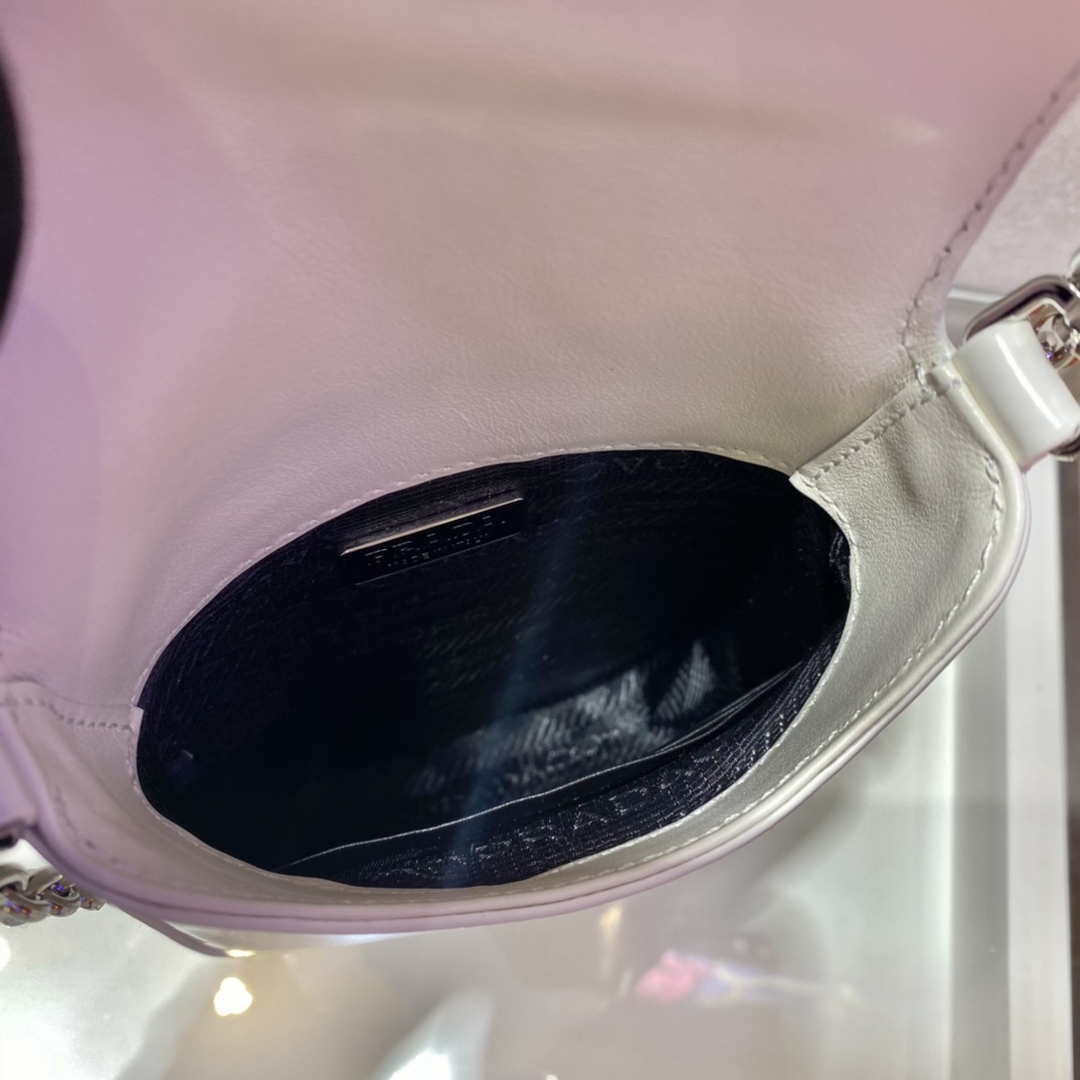 Prada 1BH185 Mini Cleo BRUSHED Leather White - Default Title - View 7