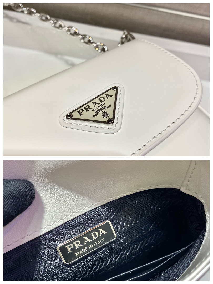 Prada 1BH185 Mini Cleo BRUSHED Leather White - Default Title - View 8