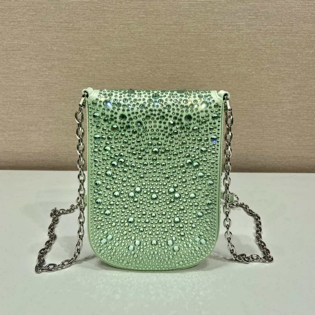 Prada 1BH185 Mini Cleo satin bag with crystals Green - Default Title - View 4