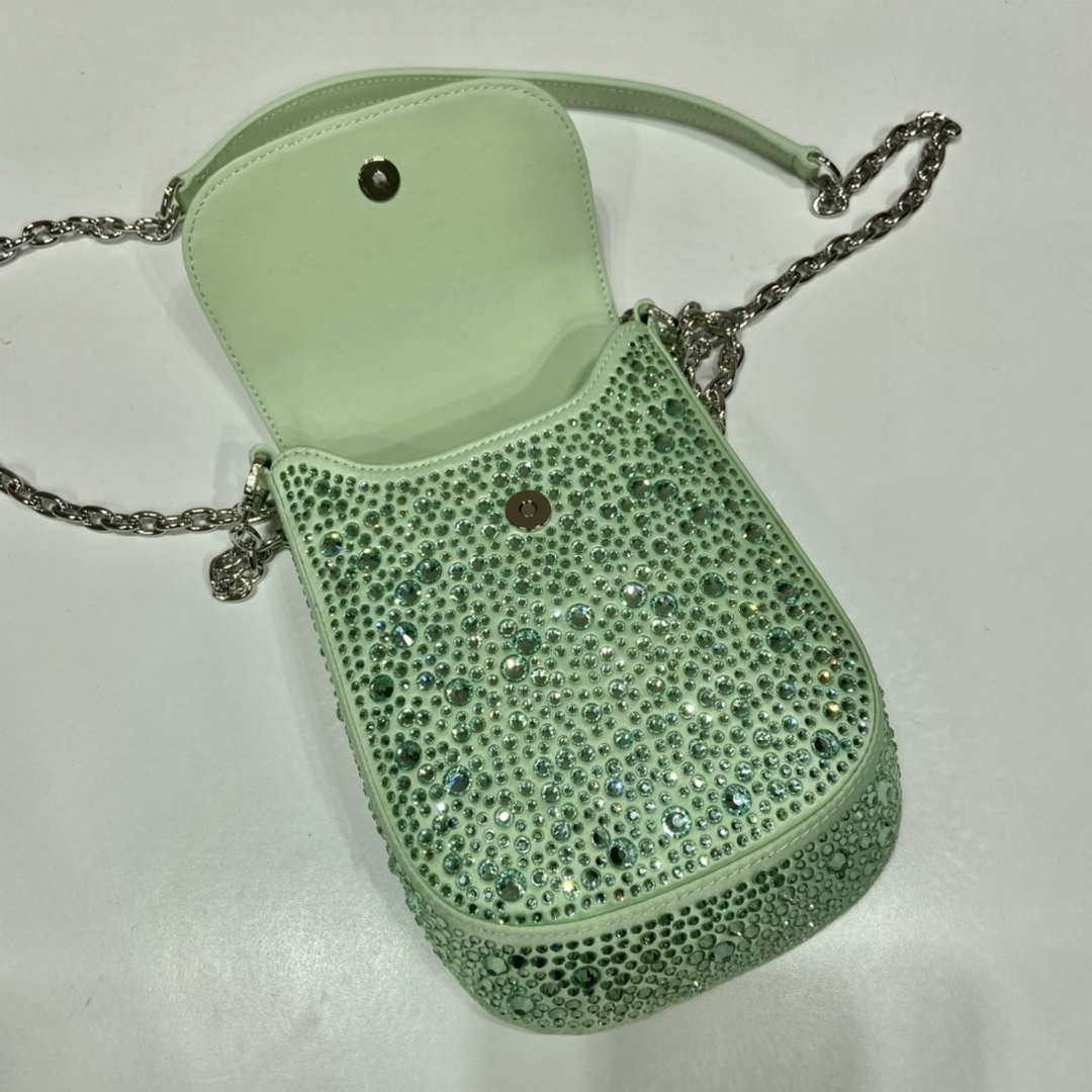 Prada 1BH185 Mini Cleo satin bag with crystals Green - Default Title - View 6