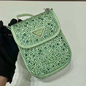 Prada 1BH185 Mini Cleo satin bag with crystals Green - Default Title - View 9