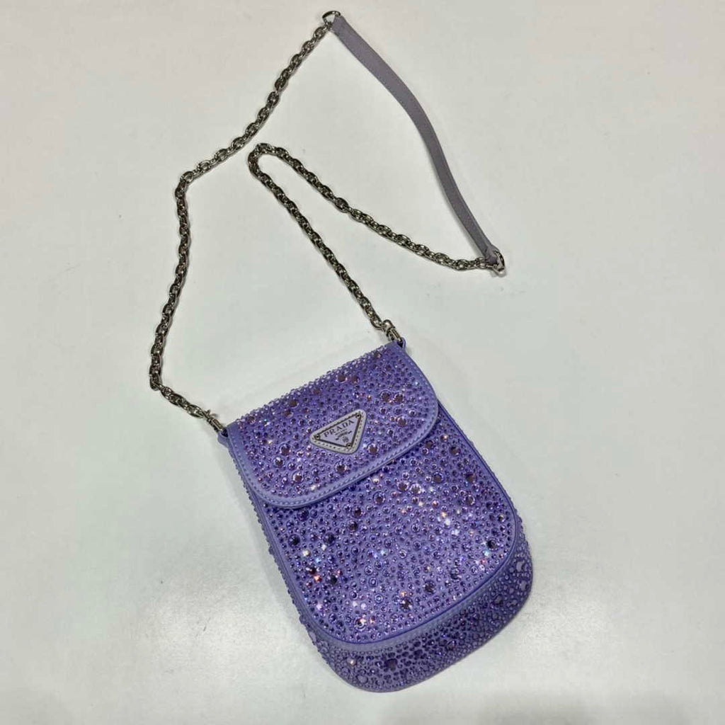 Prada 1BH185 Mini Cleo satin bag with crystals Purple
