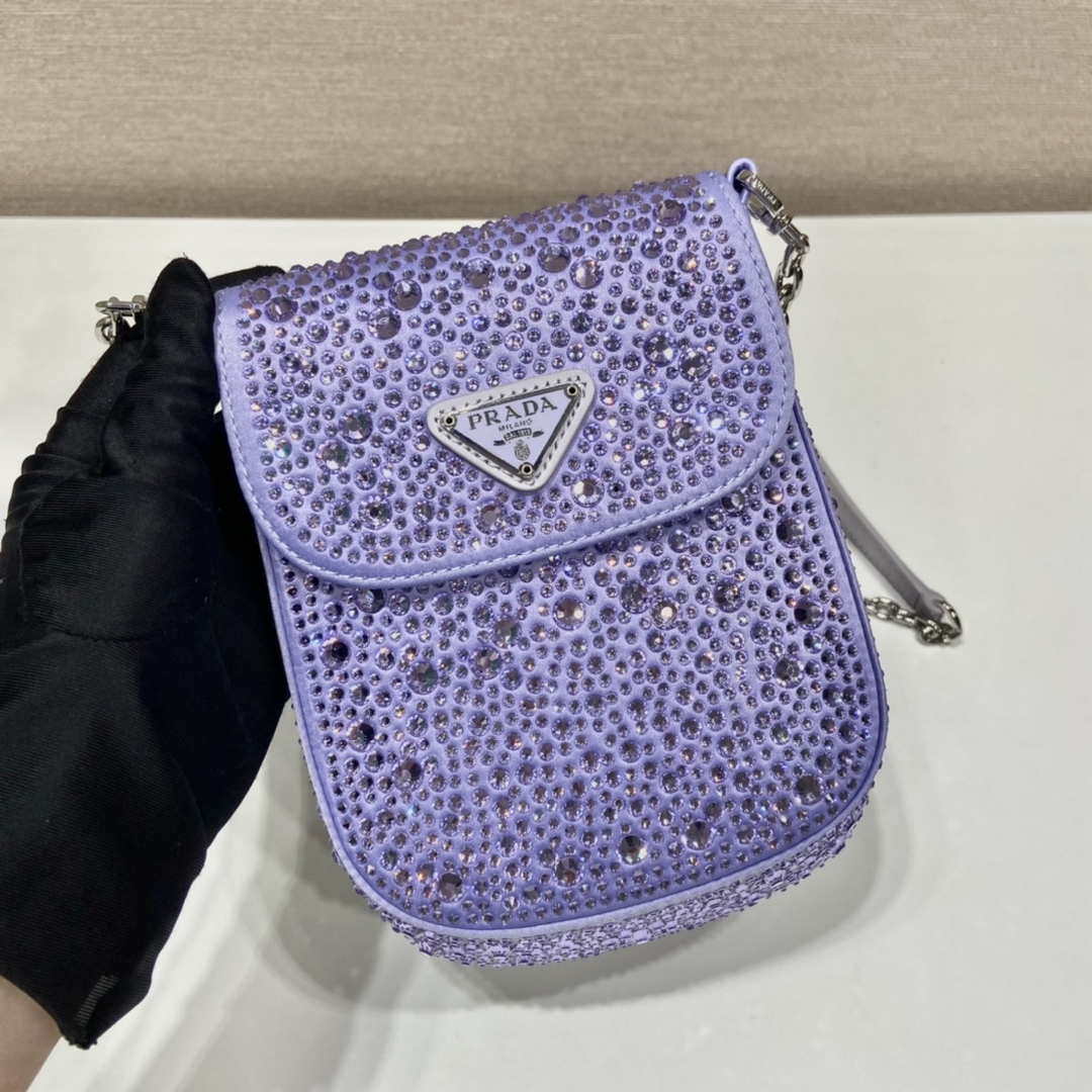 Prada 1BH185 Mini Cleo satin bag with crystals Purple - Default Title - View 5