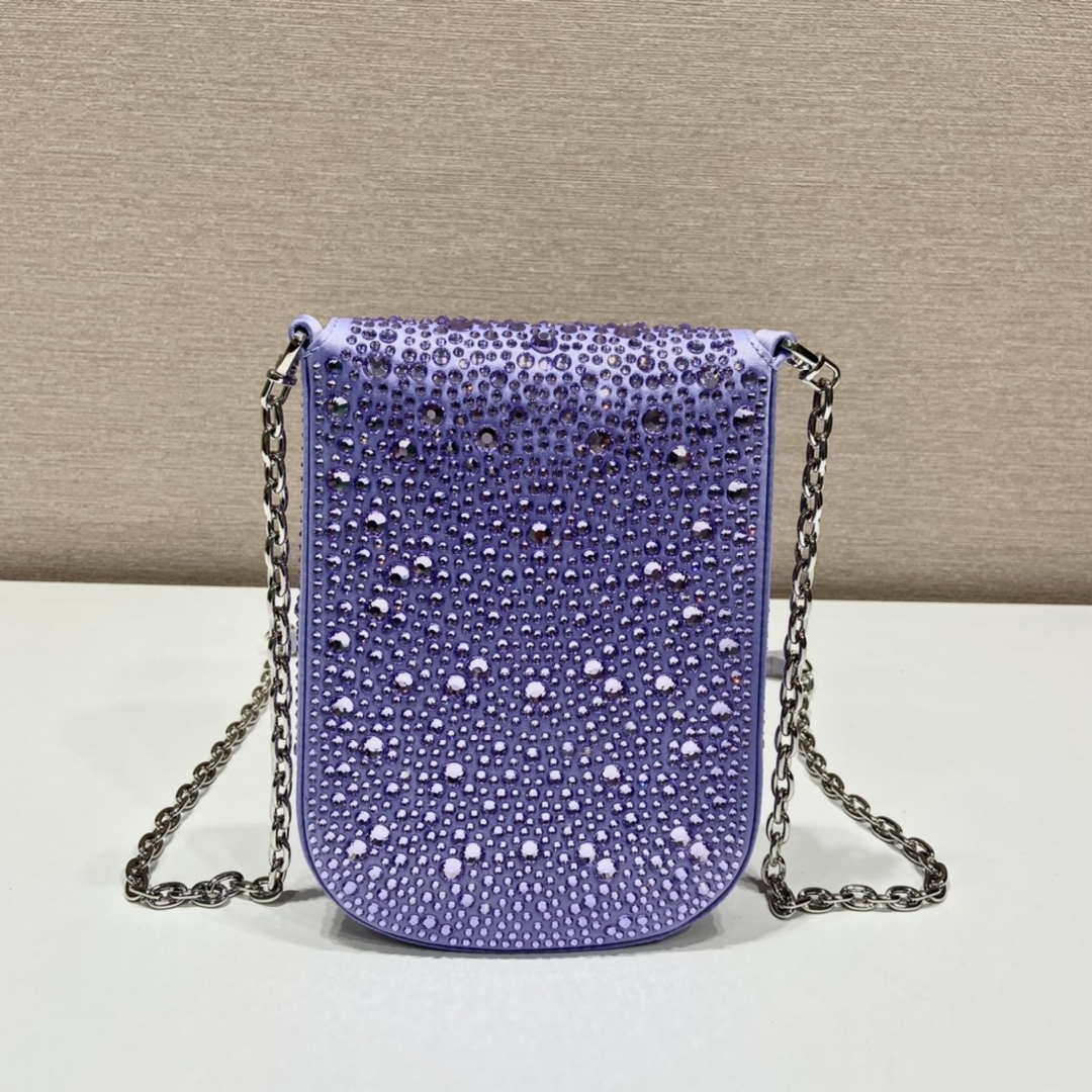 Prada 1BH185 Mini Cleo satin bag with crystals Purple - Default Title - View 6