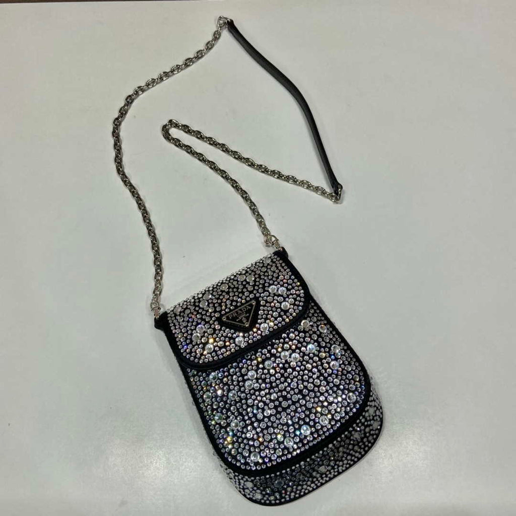 Prada 1BH185 Mini Cleo satin bag with crystals Black