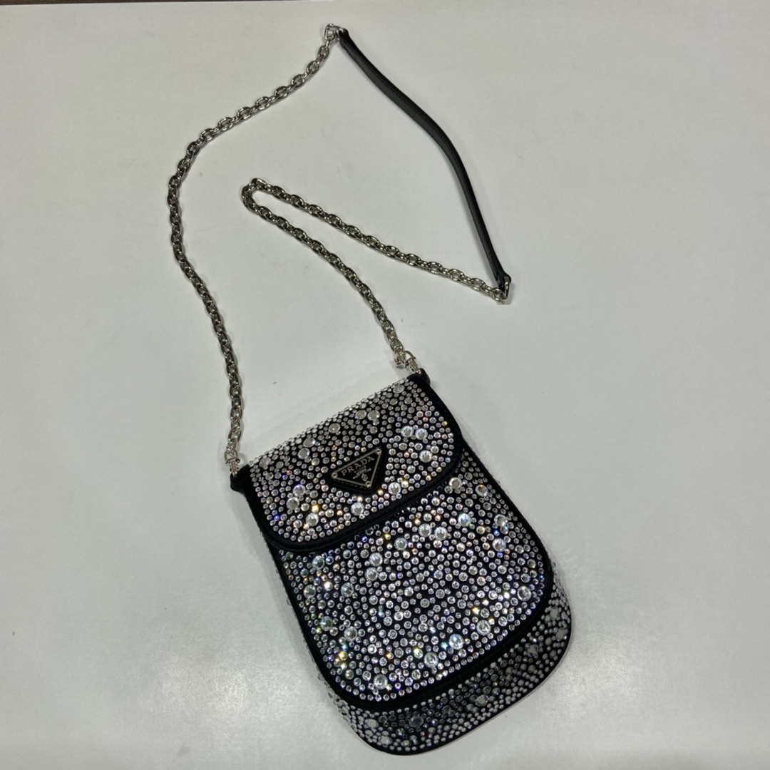 Prada 1BH185 Mini Cleo satin bag with crystals Black - Default Title - View 3