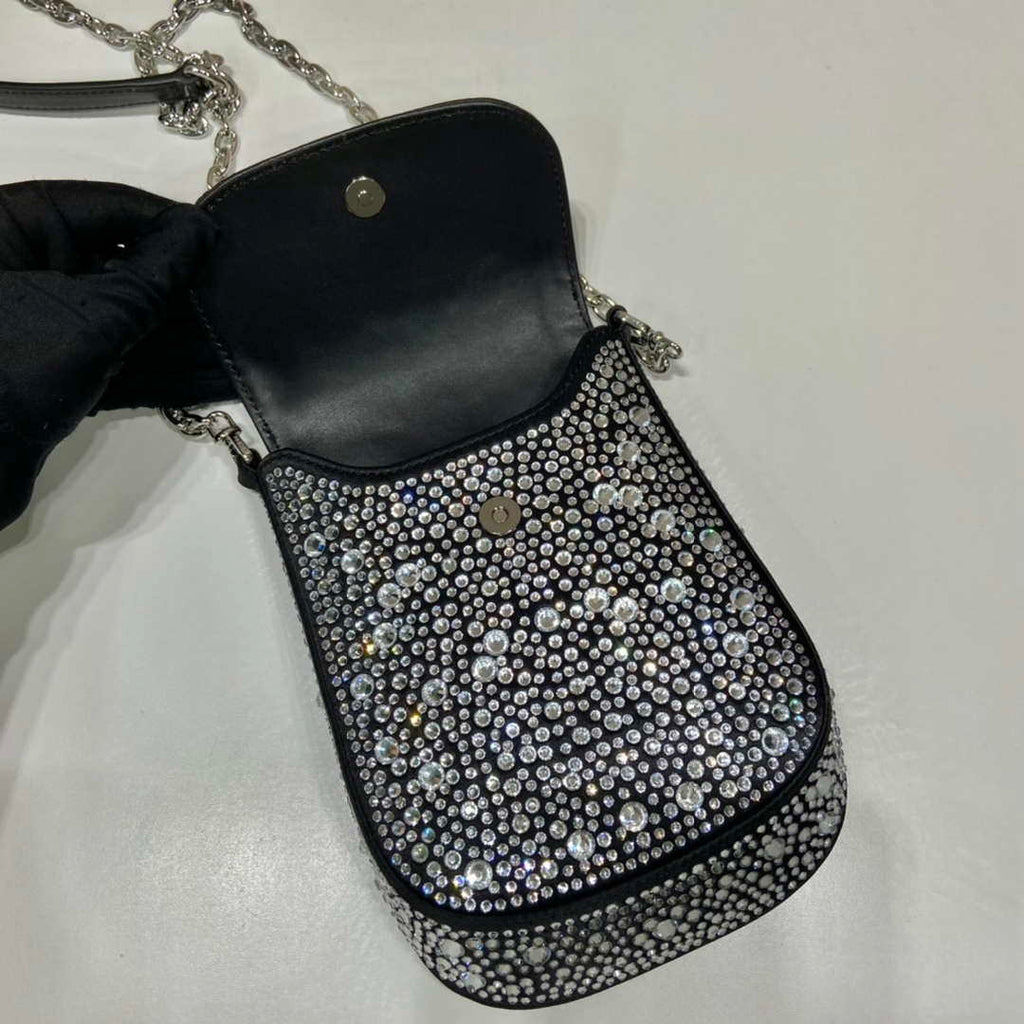 Prada 1BH185 Mini Cleo satin bag with crystals Black