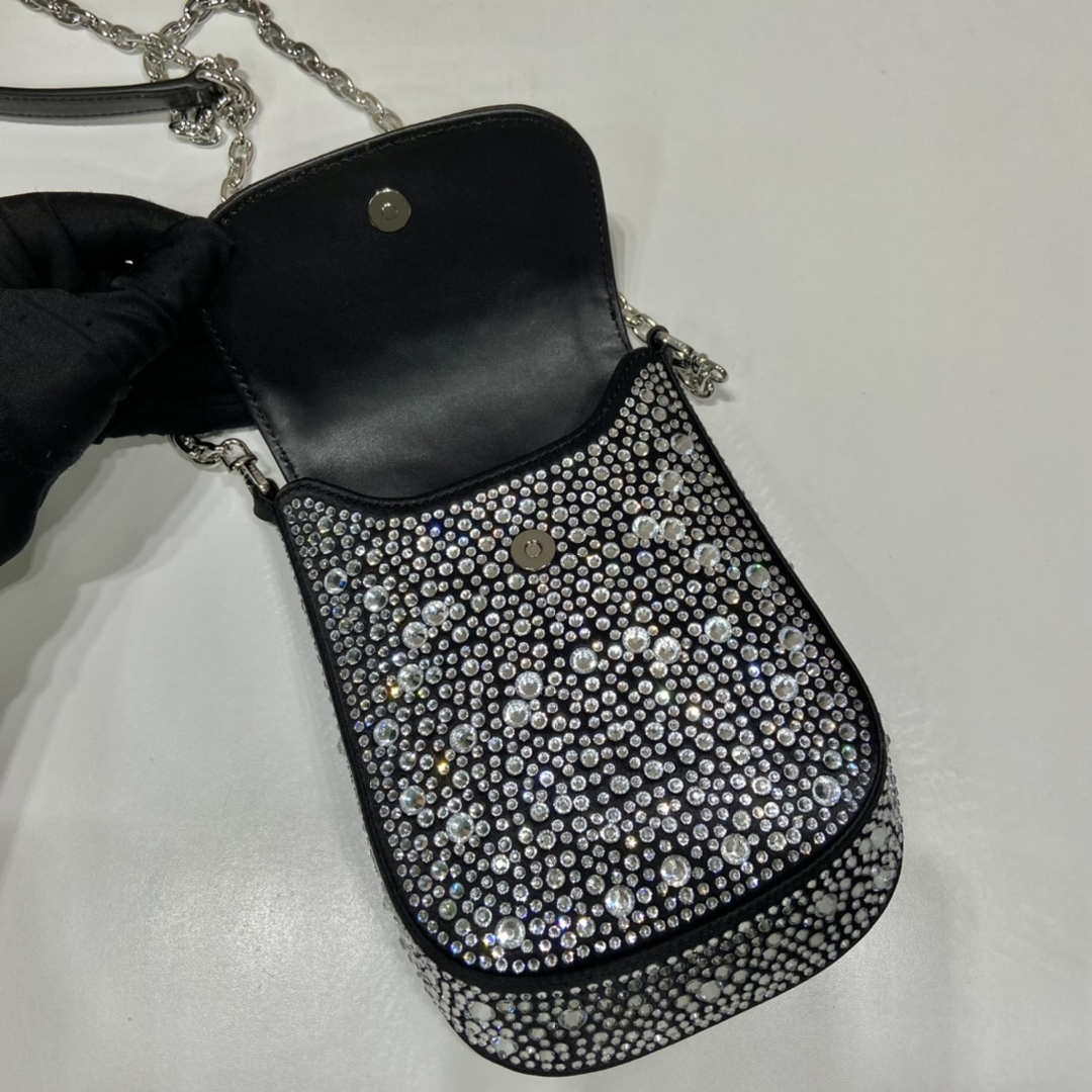 Prada 1BH185 Mini Cleo satin bag with crystals Black - Default Title - View 7