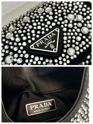 Prada 1BH185 Mini Cleo satin bag with crystals Black - Default Title - View 9