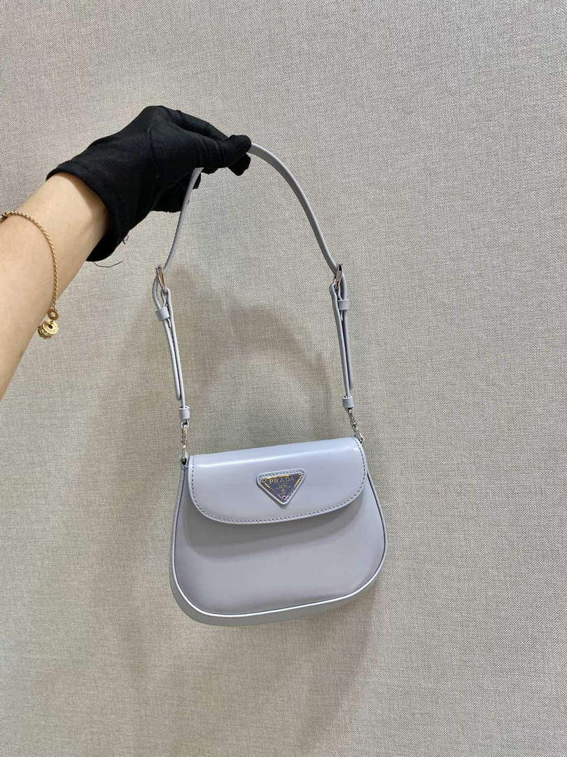 Prada 1BH188 Prada Cleo Brushed Leather Mini Bag Light blue - Default Title - View 1