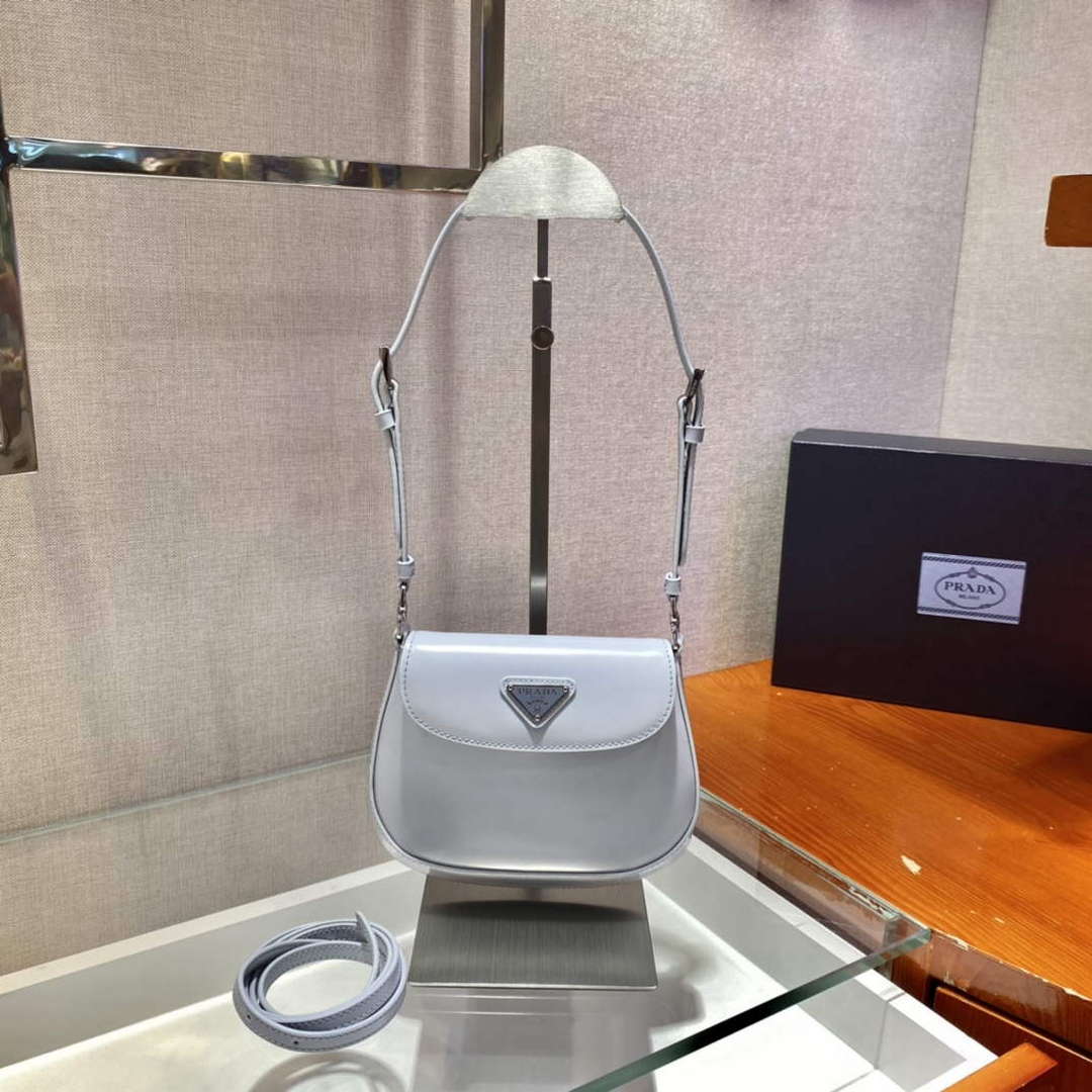 Prada 1BH188 Prada Cleo Brushed Leather Mini Bag Light blue - Default Title - View 2
