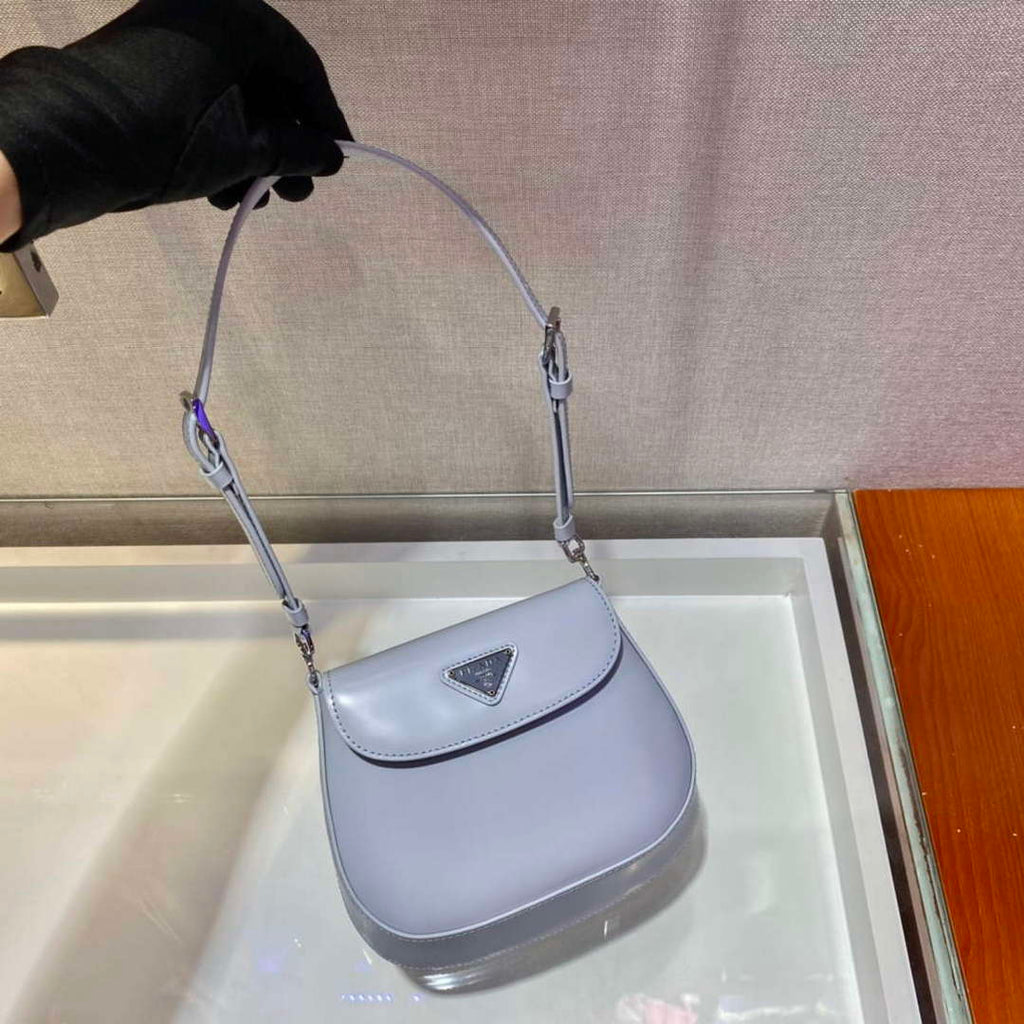 Prada 1BH188 Prada Cleo Brushed Leather Mini Bag Light blue