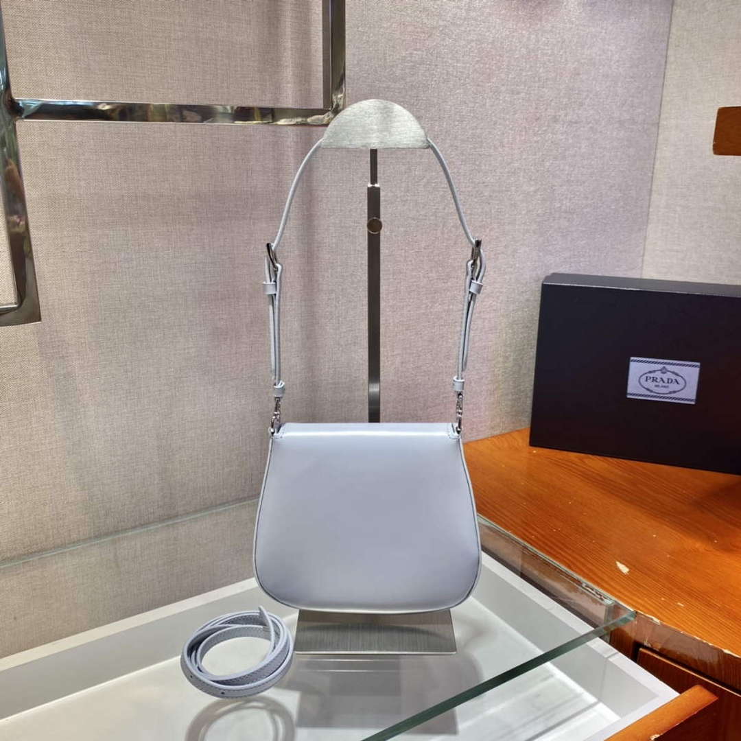 Prada 1BH188 Prada Cleo Brushed Leather Mini Bag Light blue - Default Title - View 5