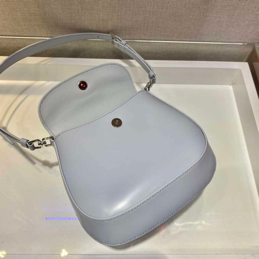 Prada 1BH188 Prada Cleo Brushed Leather Mini Bag Light blue