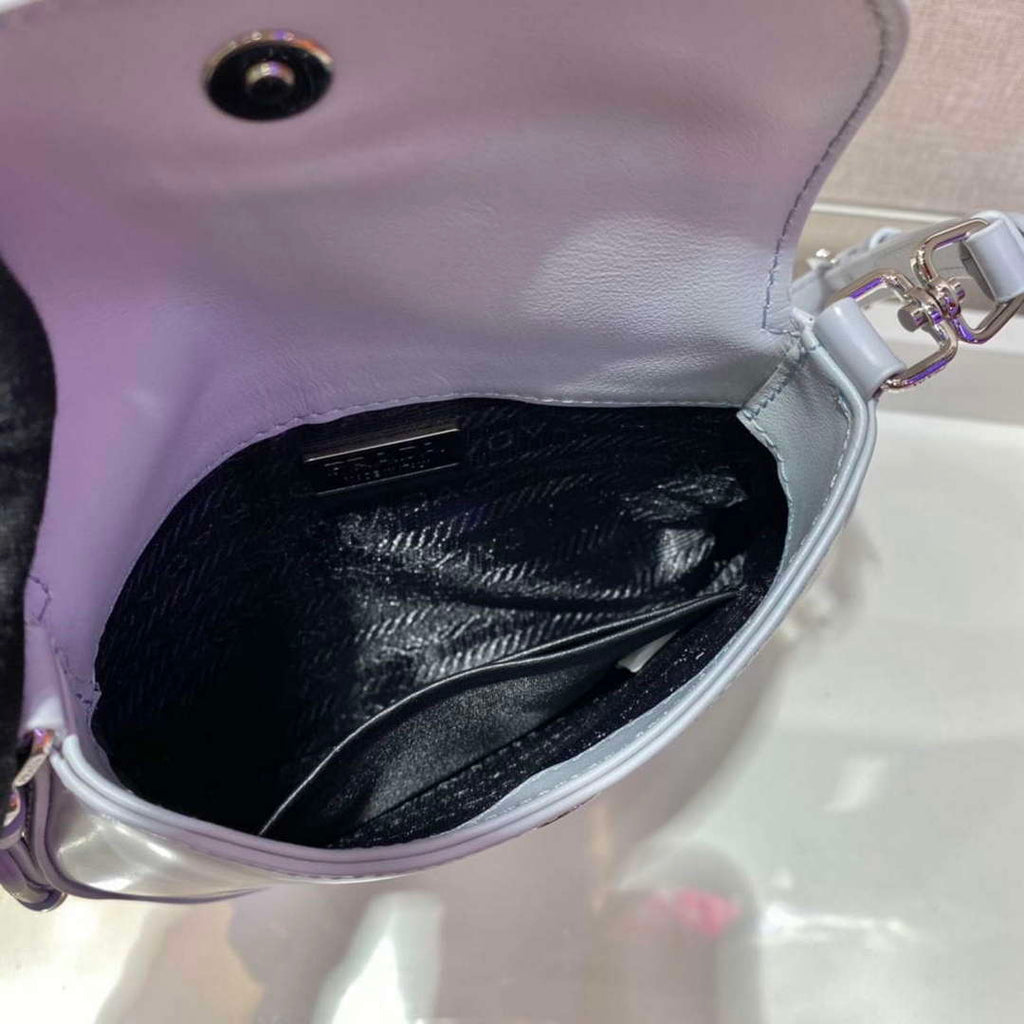 Prada 1BH188 Prada Cleo Brushed Leather Mini Bag Light blue