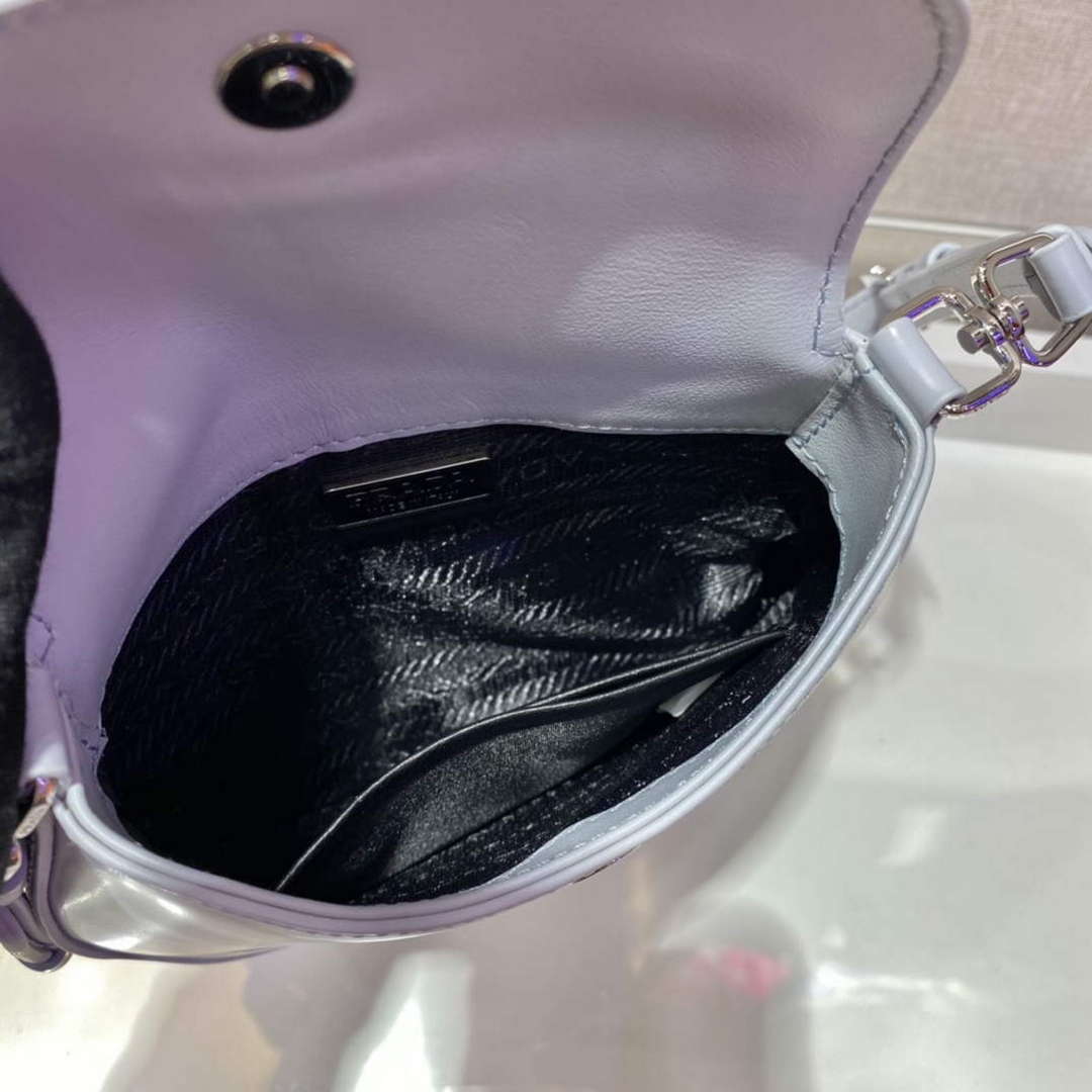 Prada 1BH188 Prada Cleo Brushed Leather Mini Bag Light blue