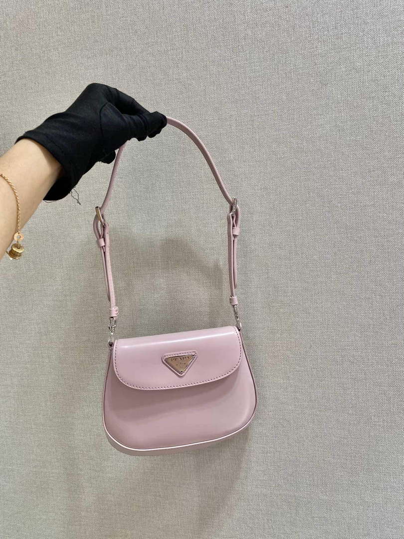 Prada 1BH188 Prada Cleo Brushed Leather Mini Bag Pink - Default Title - View 1
