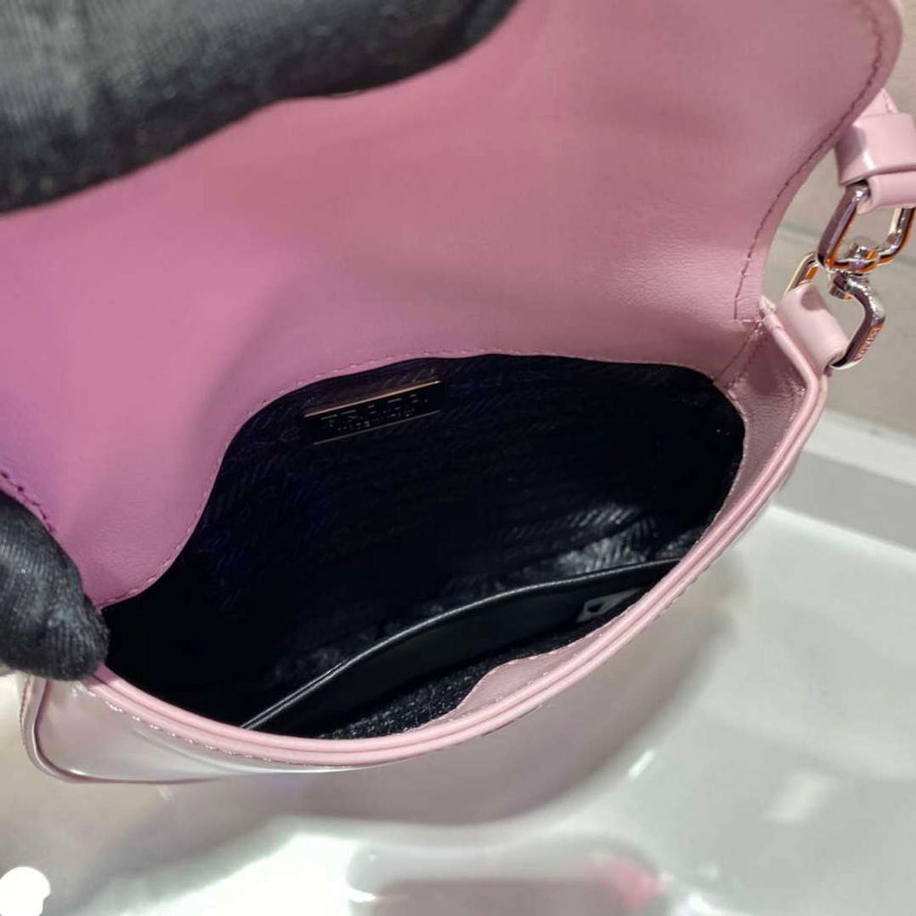 Prada 1BH188 Prada Cleo Brushed Leather Mini Bag Pink