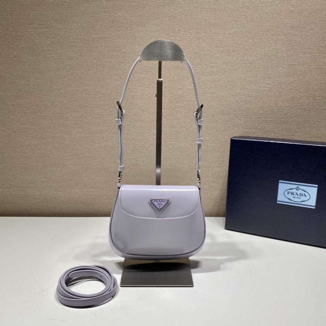 Prada 1BH188 Prada Cleo Brushed Leather Mini Bag Purple - Default Title - View 1