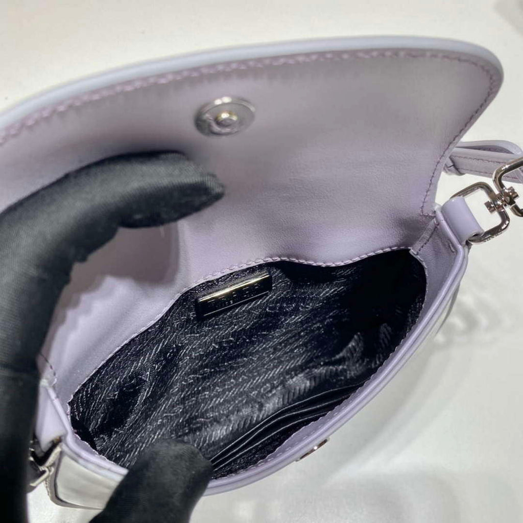 Prada 1BH188 Prada Cleo Brushed Leather Mini Bag Purple
