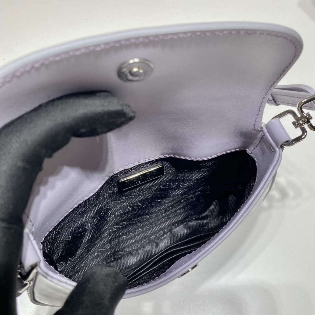 Prada 1BH188 Prada Cleo Brushed Leather Mini Bag Purple