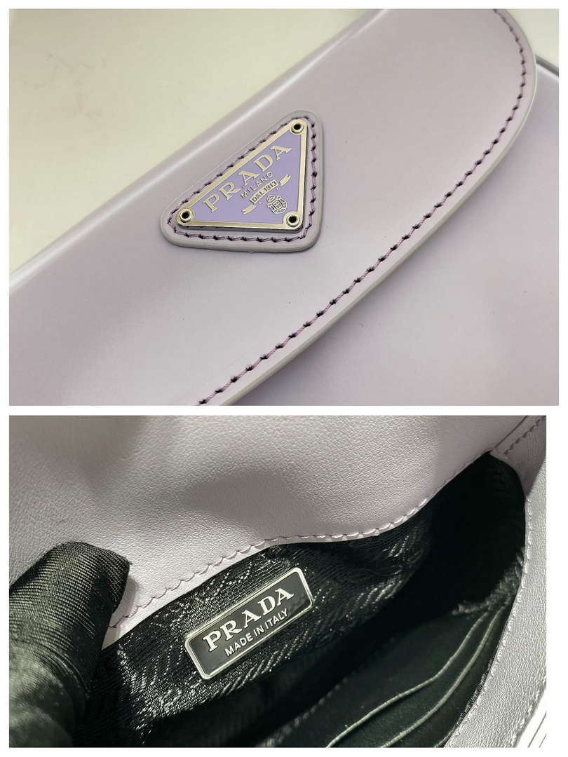 Prada 1BH188 Prada Cleo Brushed Leather Mini Bag Purple - Default Title - View 9