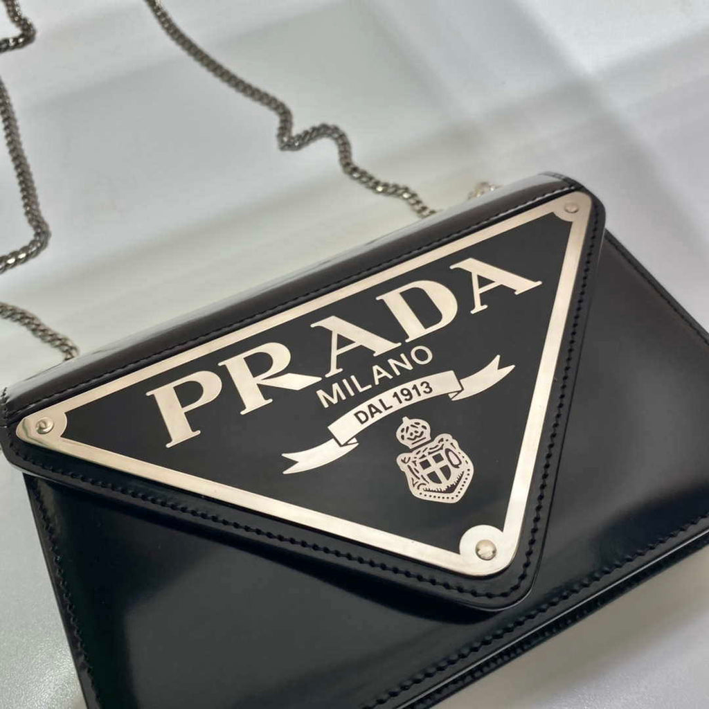 Prada 1BH189 Brushed leather shoulder bag Black