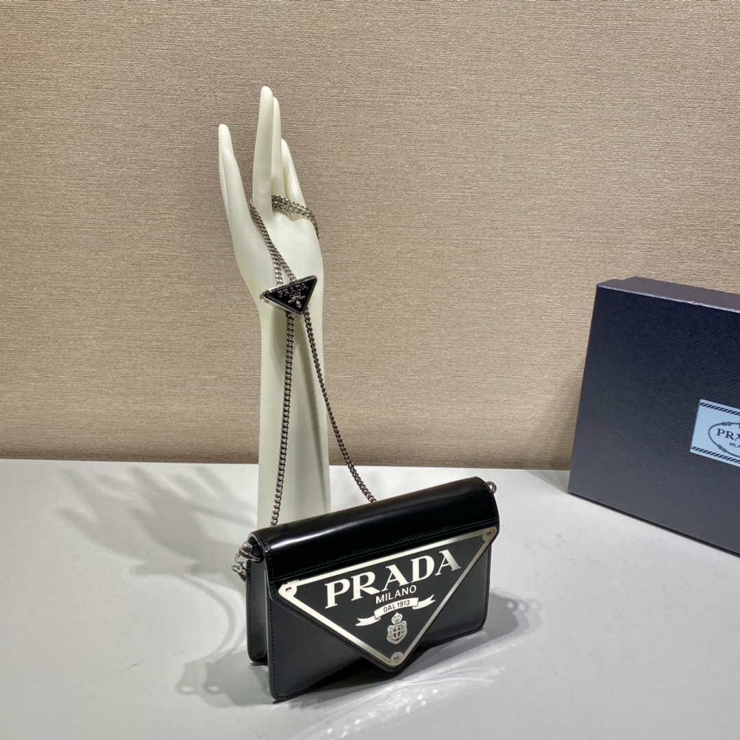 Prada 1BH189 Brushed leather shoulder bag Black - Default Title - View 3