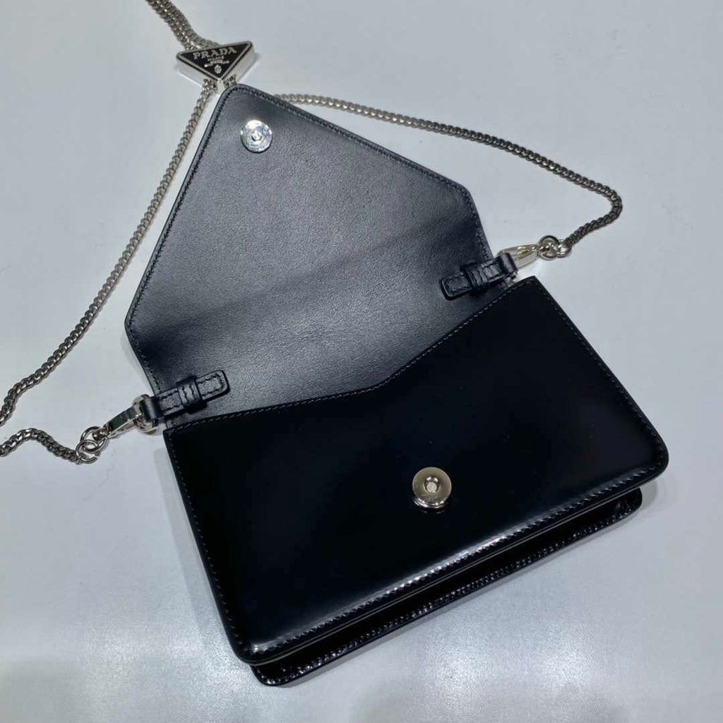 Prada 1BH189 Brushed leather shoulder bag Black