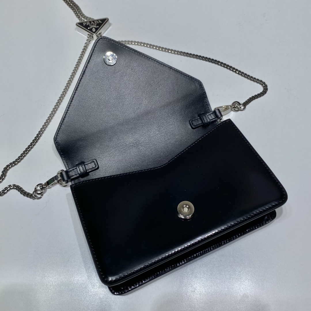Prada 1BH189 Brushed leather shoulder bag Black