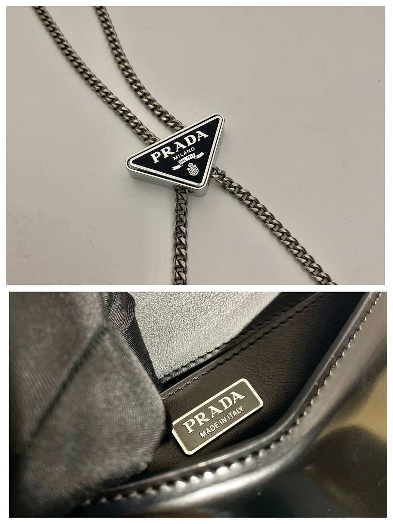 Prada 1BH189 Brushed leather shoulder bag Black