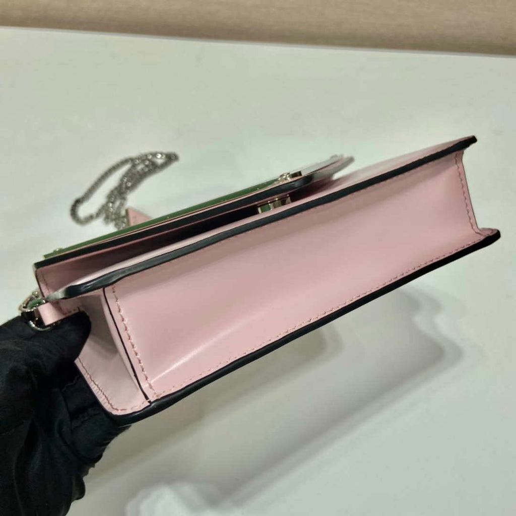 Prada 1BH189 Brushed leather shoulder bag Light Pink