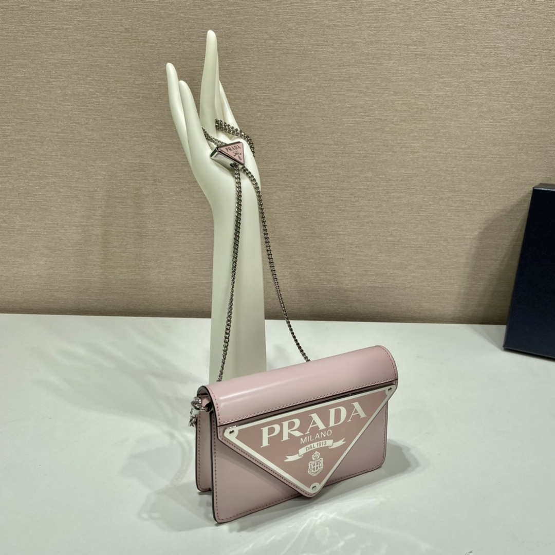 Prada 1BH189 Brushed leather shoulder bag Light Pink - Default Title - View 6